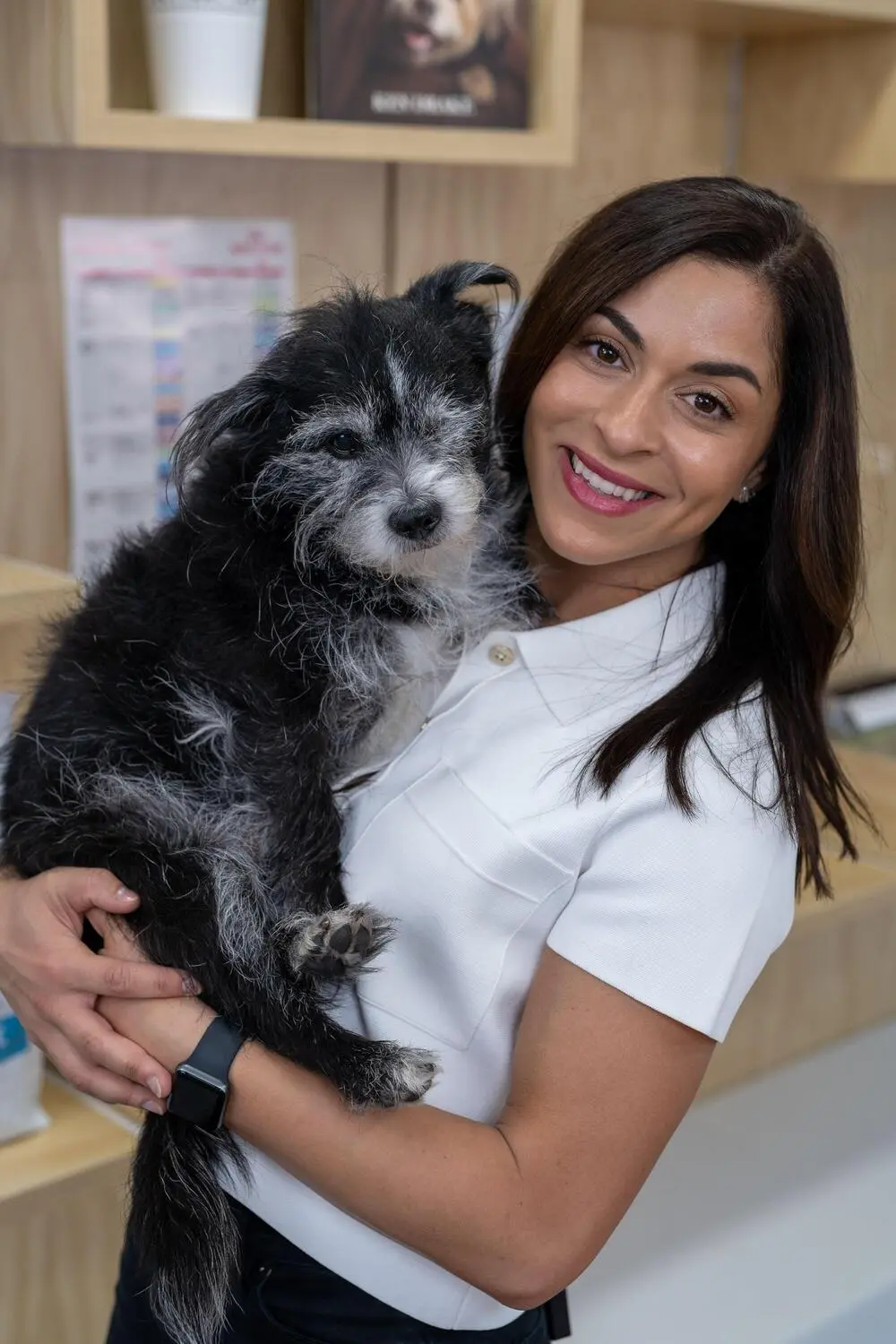 Woman hug dog